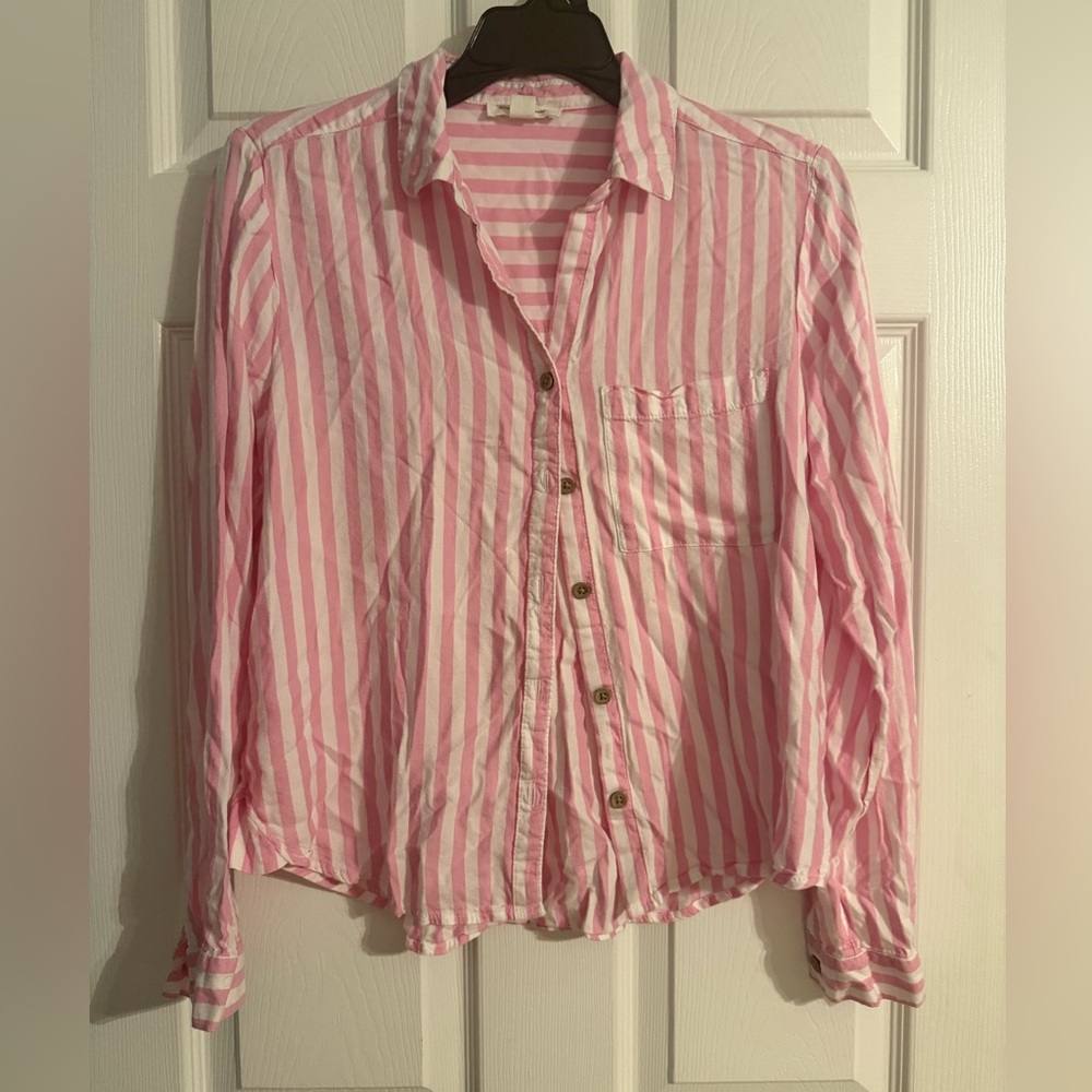 Beachlunchlounge Pink and White Striped Shirt
